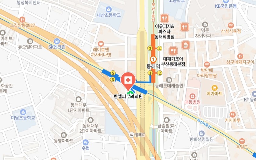 벧엘피부과 부산점 위치 지도 — 부산 동래역 인근